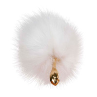 Металева анальна пробка LOCKINK SEVANDA White Fox-Tail Anal Rose-shape Plug