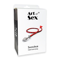 Металева анальна пробка M з диявольським хвостом Art of Sex Succubus Black Red