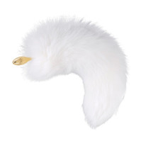 Металева анальна пробка LOCKINK SEVANDA White Fox-Tail Anal Pear-shape Plug