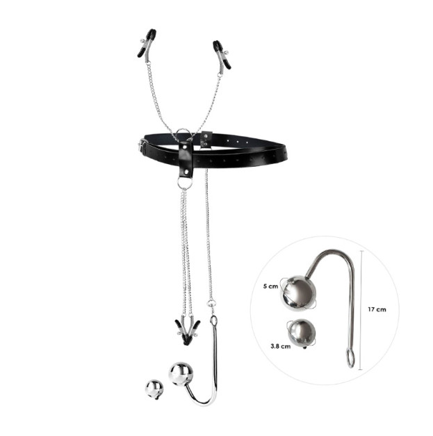 Бондажний набір з металевим анальним гаком Art of Sex Blanca Bondage set with anal hook № 4