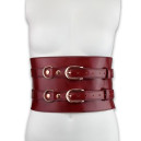 Шкіряний пояс для бондажу Liebe Seele Wine Red Waist Cuff Size L