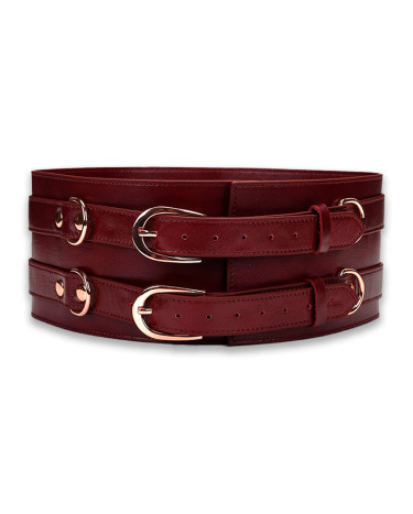 Шкіряний пояс для бондажу Liebe Seele Wine Red Waist Cuff Size M