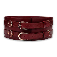 Шкіряний пояс для бондажу Liebe Seele Wine Red Waist Cuff Size S