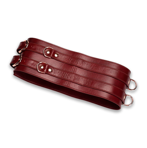 Шкіряний пояс для бондажу Liebe Seele Wine Red Waist Cuff Size S