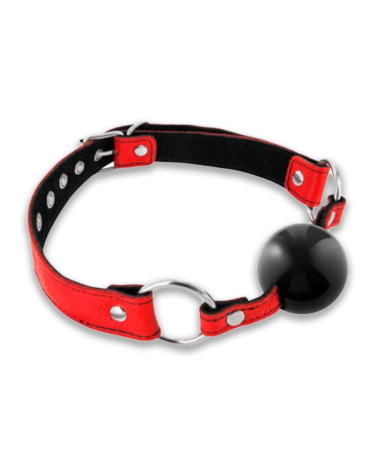 Fetish Tentation Premium Leather gag with silicone ball Red