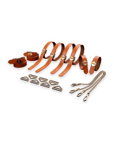 Набір для зв'язування LOCKINK 8-Bondage-Straps Restraint Set - Brown