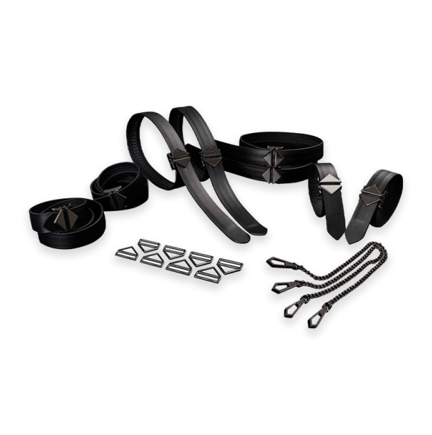 Набір для зв'язування LOCKINK 8-Bondage-Straps Restraint Set - Black