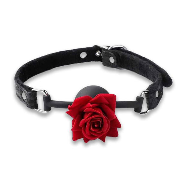 BDSM Ball Gag for Role Play Rose Black S&M