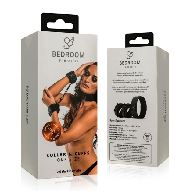 Наручники с ошейником Bedroom Fantasies Collar & Cuffs Black