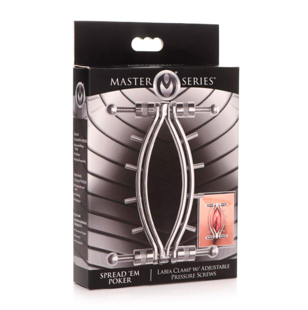 Зажим для половых губ Master Series Spread'Em Poker Vagina Clamp with Adjustable Pressure Screws