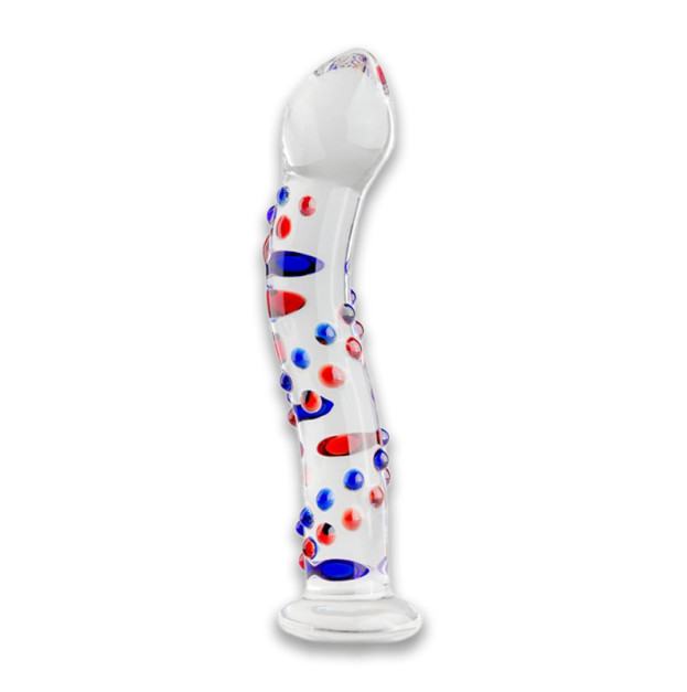 Скляний фалоімітатор з вигинами та малюнком Gildo Glass Dildo No. 3