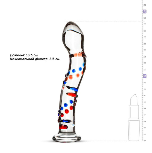 Скляний фалоімітатор з вигинами та малюнком Gildo Glass Dildo No. 3