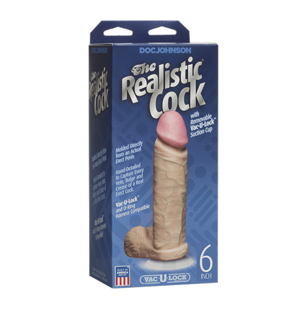 Фалоімітатор Doc Johnson The Realistic Cock 6 inch White-PVC