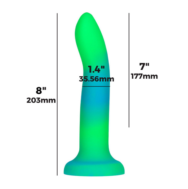 Фалоімітатор Addiction Rave 8″ Glow in the Dark Dildo Blue Green