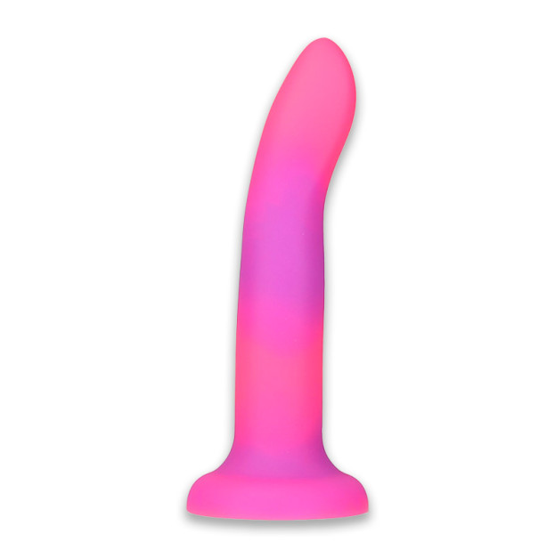 Dildo Addiction Rave 8″ Glow in the Dark Dildo Pink Purple