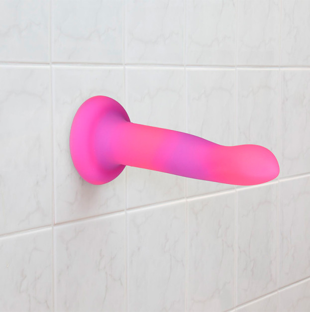 Dildo Addiction Rave 8″ Glow in the Dark Dildo Pink Purple