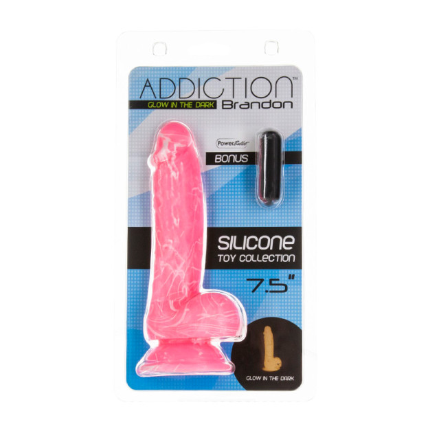 Фалоімітатор Addiction Brandon 7.5″ Glow in the Dark Pink