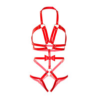 Портупея-тедді Leg Avenue Studded O-ring Harness Teddy Red S