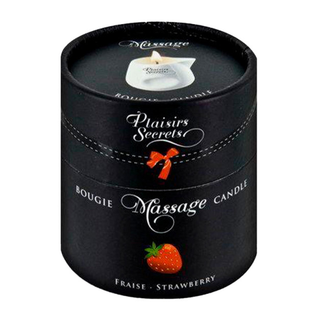 Свічка для масажу в керамічному посуді Plaisirs Secrets Strawberry