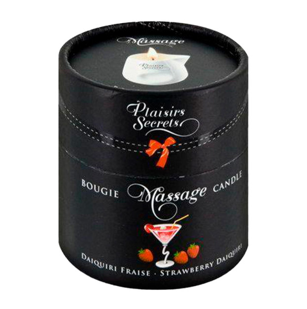 Свічка для масажу в керамічному посуді Plaisirs Secrets Strawberry Daiquiri
