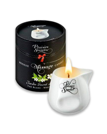 Свічка для масажу в керамічному посуді Plaisirs Secrets White Tea