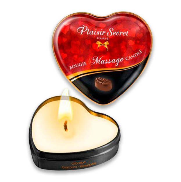 Свічка для масажу в формі сердечка Plaisirs Secrets Chocolate
