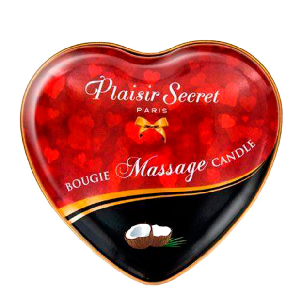 Свічка для масажу в формі сердечка Plaisirs Secrets Coconut