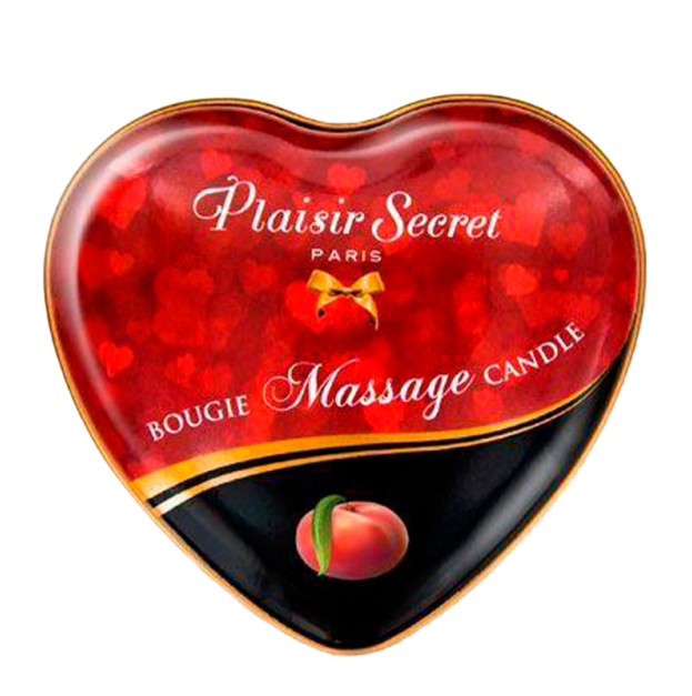 Свічка для масажу в формі сердечка Plaisirs Secrets Peach