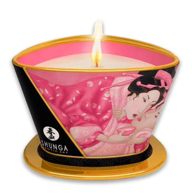 Свічка для масажу з афродизіаками Shunga Massage Candle - Rose Petals