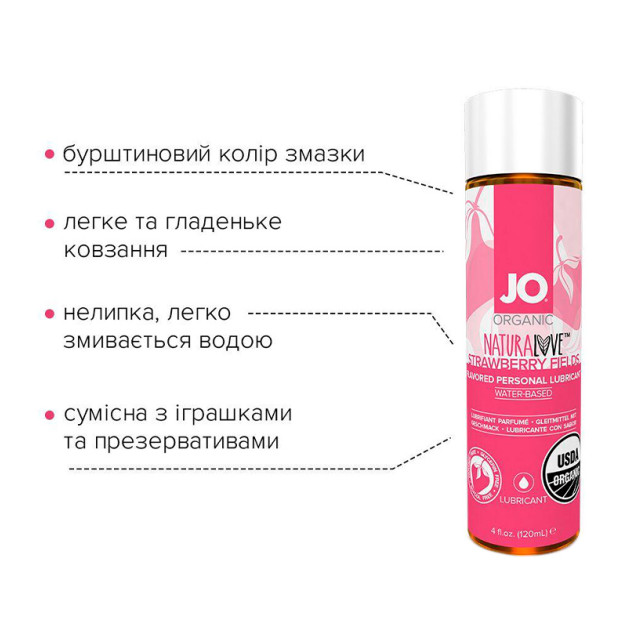Лубрикант на водній основі System JO USDA ORGANIC STRAWBERRY 120 мл