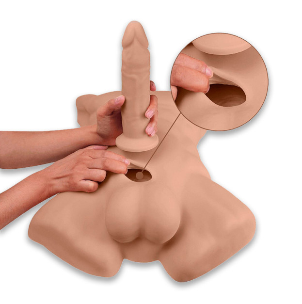 Торс з фалоімітатором на присосці SilexD Apollo L Male Torso Caramel