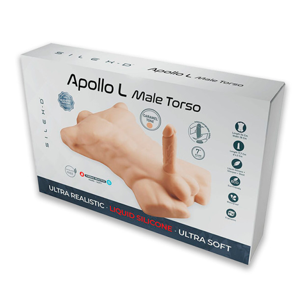 Торс з фалоімітатором на присосці SilexD Apollo L Male Torso Caramel