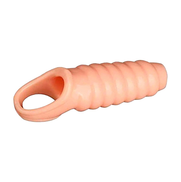 Embossed penis attachment with open head flesh