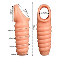 Embossed penis attachment with open head flesh