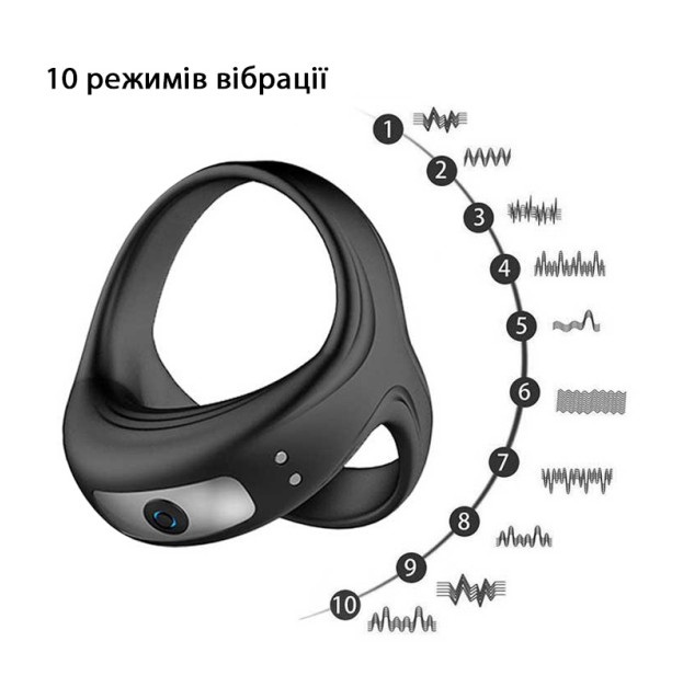 Triple Erection Vibrating Cock Ring For Penis And Scrotum Black