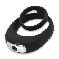 USB Triple Vibrating Cock Ring for Penis and Scrotum Black
