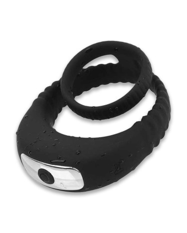 USB Triple Vibrating Cock Ring for Penis and Scrotum Black
