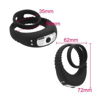 USB Triple Vibrating Cock Ring for Penis and Scrotum Black