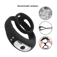 USB Triple Vibrating Cock Ring for Penis and Scrotum Black