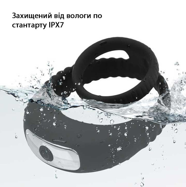 USB Triple Vibrating Cock Ring for Penis and Scrotum Black