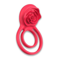 Двойное эрекционное кольцо с вибрацией Hgod Rose красный