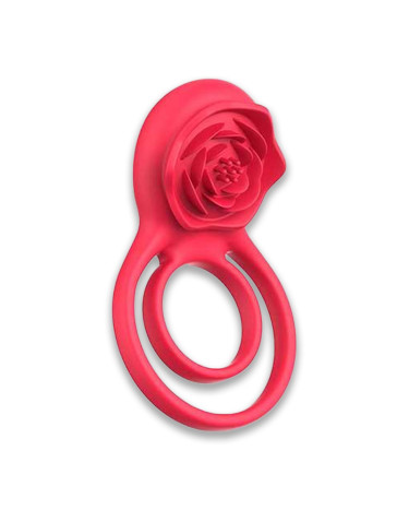 Двойное эрекционное кольцо с вибрацией Hgod Rose красный