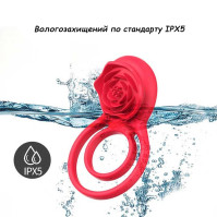 Двойное эрекционное кольцо с вибрацией Hgod Rose красный