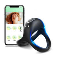 Triple Erection Smart Vibrating Cock & Scrotum Ring Love Spouse Black