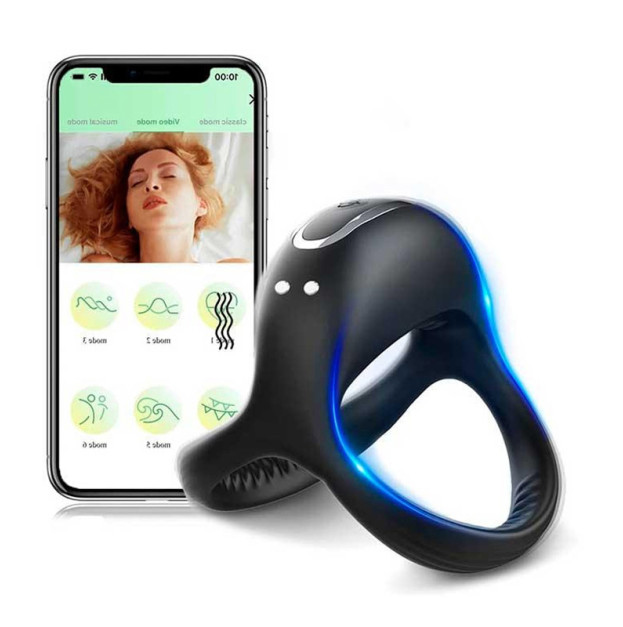Triple Erection Smart Vibrating Cock & Scrotum Ring Love Spouse Black