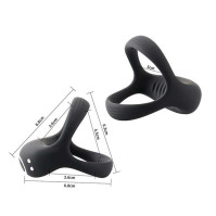 Triple Erection Smart Vibrating Cock & Scrotum Ring Love Spouse Black