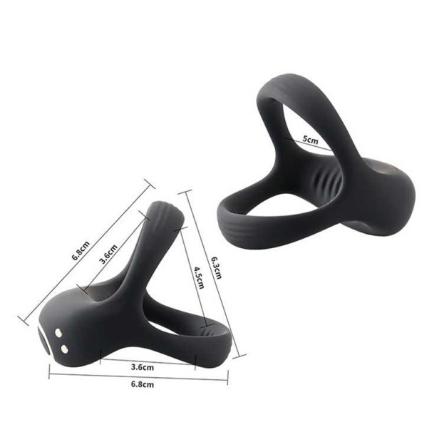 Triple Erection Smart Vibrating Cock & Scrotum Ring Love Spouse Black