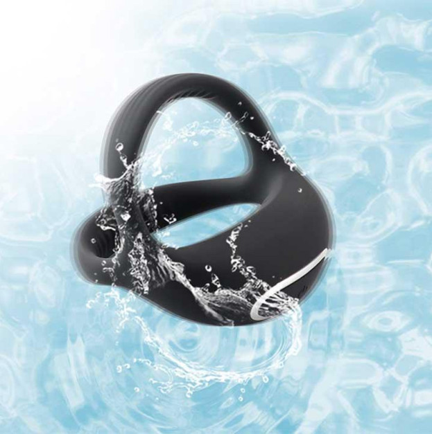 Triple Erection Smart Vibrating Cock & Scrotum Ring Love Spouse Black