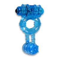 Erection Vibrating Ring Alive Double Ding Ring Blue