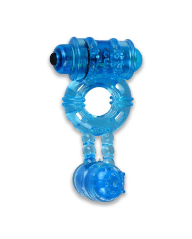Erection Vibrating Ring Alive Double Ding Ring Blue